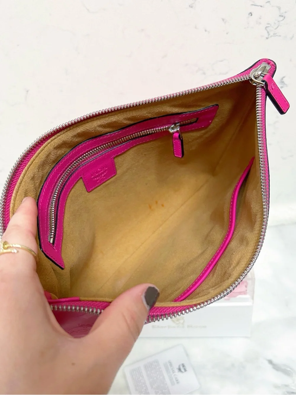 Authentic MCM Barbie Pink XL Wristlet Pouch / Clutch Bag
